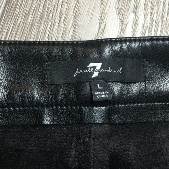 7 For All Mankind Womens Faux Leather Front Slit Straight Midi Skirt Black L - Picture 5 of 7